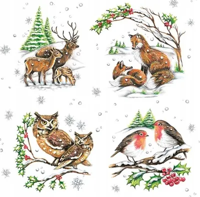 Produktbild von Weihnachts-Papierservietten Winterwaldtiere 33x33cm 20St.