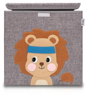 Image de Boîte de rangement Lifeney pour enfants avec couvercle I Jolie boîte à jouets I Boîtes de rangement pour chambre d'enfant I Boîte pliable pour ranger les jouets I Panier de rangement pour enfants (gris lion)