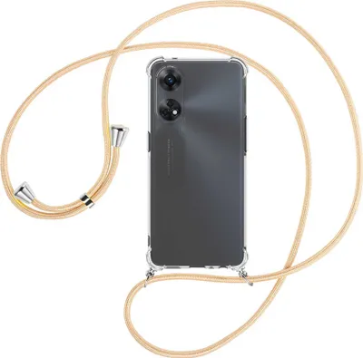 Produktbild von Handykette Backcover-Schutzhülle mit Band (Metall silberfarben) für Oppo Reno8 T 4G (CPH2481, 6.43'') - Goldkordel