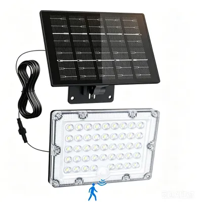Image de Lampe solaire - Projecteur LED d'extérieur - Lot de 1 - Détecteur de mouvement - Étanchéité IP65 - Intensité variable - Boîtier en ABS - Idéale pour terrasse, cour et garage