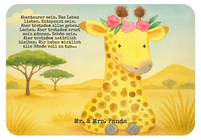 Produktbild von Mr. & Mrs. Panda magnet Giraffe Blumenkranz Design - Weiß - Geschenk, Afrika, Freundin, whiteboardmagnet, Abenteurer, haftmagnet, Selbstliebe, Notizhalter, büromagnet