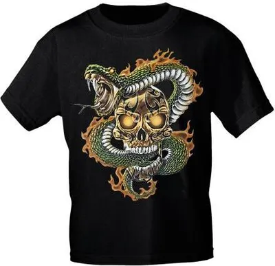 Produktbild von T-Shirt mit Print - Schlange Snap Totenkopf Skull 12996 Gr. S-3XL Größe - 3XL