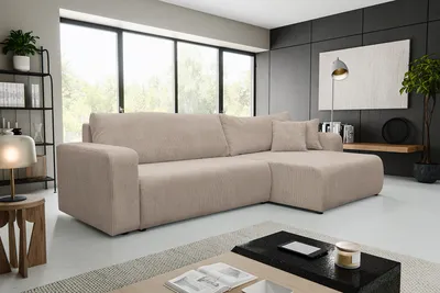 Produktbild von VENASI LUNA XL Ecksofa mit Schlaffunktion und Bettkasten Cord Schlafsofa Eckcouch Sofa Braun