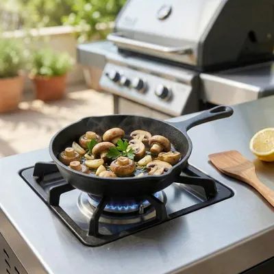 Produktbild von Gusseisenpfanne Skillet schwarz klein, mit Ausgießern, L.20 cm
