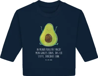 Produktbild von Mr. & Mrs. Panda Organic Baby Pullover Avocado Glücklich 12. - 18. Monat - French Navy - Geschenk, Chaos, Bullover, Chaotisch, Freude