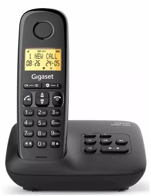 Image de Téléphone sans fil dect noir avec répondeur - Gigaset - BASIC100ANOIR - basic 100a