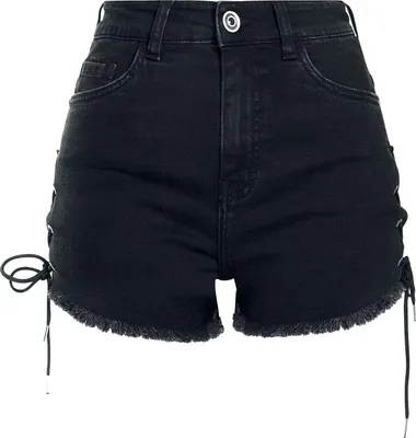 Image de Urban Classics Ladies Highwaist Denim Lace Up Shorts black washed - 27