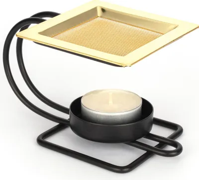Produktbild von Räuchergefäß Schwarz Gold Siebgefäß Räucherstövchen 13,5x8cm Weihrauchbrenner
