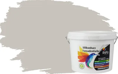 Produktbild von RyFo Colors Silikonharz Fassadenfarbe Lotuseffekt Trend Mondgrau 3l - bunte Fassadenfarbe, weitere Grau Farbtöne und Größen erhältlich, Deckkraft Klasse 1