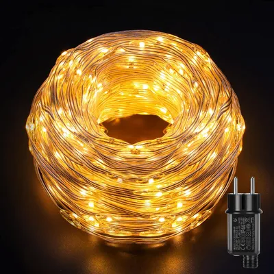 Zdjęcie produktu dla Świąteczne oświetlenie LED do użytku zewnętrznego - Zasilanie elektryczne - Wodoodporność IP65 - Girlanda świetlna - Łańcuch świetlny - Kabel PVC - 8 trybów - Do ogrodu
