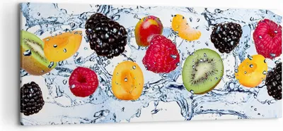 Produktbild von Bild auf Leinwand - Leinwandbild - Wasser Früchte frisch Essen - 120x50cm - Wand Bild - Wanddeko - Leinwanddruck - Bilder - Kunstdruck - Wanddekoration - Leinwand bilder - Wandkunst - AB120x50-2675