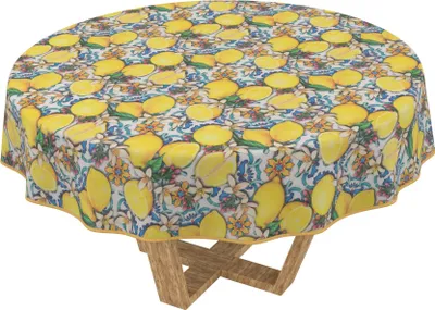 Produktbild von Tischdecke 3.0 Azulejos Zitrone Spanien Gelb Rund 140cm Band Wachstuch abwaschbar