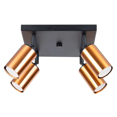 Zdjęcie produktu dla Plafon WINX 4 czarny/miedź 4xGU10 10W stal 19x25x25cm Sollux Lighting
