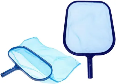 Immagine prodotto di Set per skimmer della piscina - Retino per la rimozione delle foglie - Per la pulizia della piscina - Rete a maglia fine - 40 x 30 x 2 cm - Blu