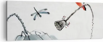 Produktbild von Bild auf Leinwand - Leinwandbild - Einteilig - Libelle Vogel Blume - 140x50cm - Wand Bild - Wanddeko - Wandbilder - Leinwanddruck - Bilder - Wanddekoration - Leinwand bilder - Wandbild - AB140x50-4361