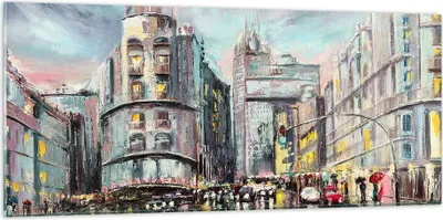 Produktbild von Bilder auf glas - Stadt Straße Haus - 120x50cm - Glasbilder - Wandbilder - Kunstdruck - zum Aufhängen bereit - Wanddekoration aus Glas - Glas Bilder - Wandbild auf Glas - Einteilig - GAB120x50-3440