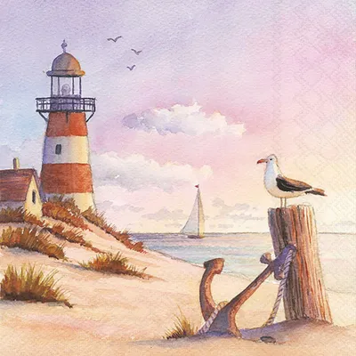 Produktbild von 20 Servietten Sunset - Möwe bewundert das Meer 33x33cm