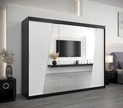 Produktbild von Schwebetürenschrank GABRIELA – Breite 250 cm, Schwarz/Weiß