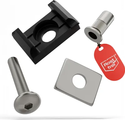 Produktbild von Qualinos Zaunhalter flache Auflage & Flache Klemmplatte (30 Stück) – V2A Set Schwarz 9005 Stabmattenzaun Zubehör zur Doppelstabmattenzaun Befestigung