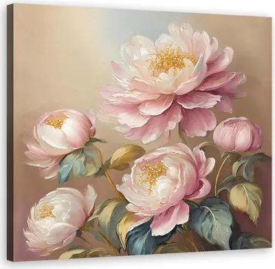 Produktbild von Leinwandbild Blumen Pfingstrose Vintage 50x50 Feeby Rosa bild für die wand bereit zum aufhängen