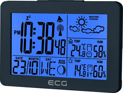 Obrázek produktu pro ECG MS 200 | Meteostanice | Bezdrátový senzor do vzdálenosti 30 metrů | Teploměr | Vlhkoměr | Předpověď počasí na příštích 24 hodin | Uhrz |