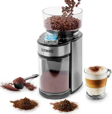 Produktbild von Duronic BG200 Elektrische Scheibenmühle | 200 W Kaffeemühle mit Mahlwerk | 200 g Kaffeebohnen | Mahlgrad von grob bis fein | Mengendosierung