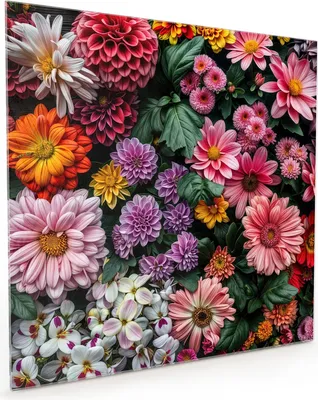 Produktbild von Küchenrückwand Spritzschutz Glas mit Motiv Blumenkomposition 40 x 40 cm