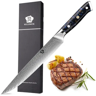Schneidemesser 23 cm, Damaststahl, VG10, schwarz, Profi-Küchenmesser