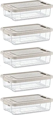 Produktbild von Aufbewahrungsbox Deckel Kunststoffbox Transparent Regalbox Lagerbox Stapelbox 5er Set 3,0 Liter