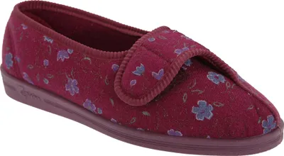 Image de Comfylux Diana Pantoufles pour femmes avec velcro, motifs floraux DF506 (40 EU) (Vin)