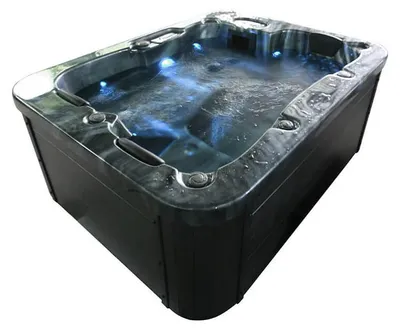 Produktbild von HOME DELUXE - Outdoor Whirlpool - BLACK MARBLE PURE - Maße 210 x 160 x 85 cm - Inkl. Heizung, 27 Massagedüsen und 9 Lichtquellen I Außen Whirlpool Spa für 3 Personen