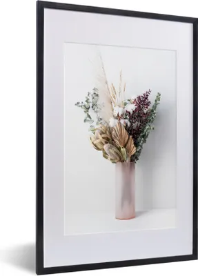 Produktbild von MuchoWow® Gerahmtes Poster Blätter - Blumen - Stillleben 40x60 cm - Poster mit Schwarzem Bilderrahmen Wandposter Rahmen Foto Bilder - Poster in Rahmen
