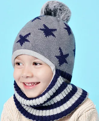 Produktbild von Vivi Idee Kinder Schlupfmütze Schalmützen Sturmhaube Balaclava für 2-7 Jahre Fleece Wollmütze Strickmütze Wintermütze Jungen Grau