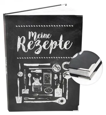 Produktbild von Geschenk-SET Rezeptbuch zum Selberschreiben LEDER-NOSTALGIE Look braun beige DIN A4 + HERZ Kochlöffel + kleines Brotzeitbrettchen Holz Eigenes Kochbuch Meine Rezepte Geschenk Küche Kochenohne Metallecken