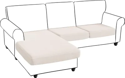Produktbild von Sofa Sitzkissenbezug 2 Sitzer + Chaise, Stretch Jacquard L-Form Sofa Sitzkissen Sofabezug Schonbezug Sofaschoner, Weiß