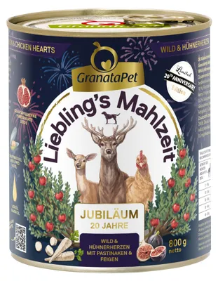 Hundefutter Nassfutter 6x800g Wild & Hühnerherzen