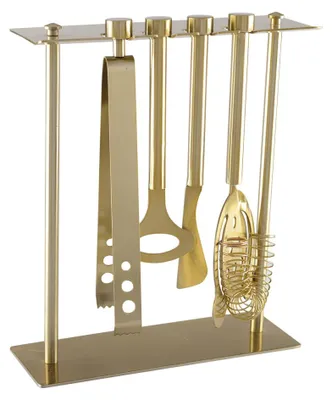 Produktbild von Bar-Set auf Ständer, 5-teilig, mattgoldfarben