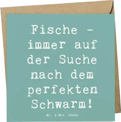Produktbild von Mr. & Mrs. Panda Klappkarte Spruch Fische Schwarm - Meeresbrise - Geschenk, doppelkarte, emotional, Horoskop, Romantisch, Glückwunschkarte, Geschenke Astrologie, Kreativ