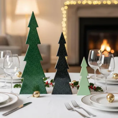 Produktbild von Set aus 3 Dekorativen Tannenbäumen für Weihnachtsdekoration