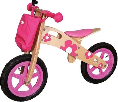 Obrázok produktu pre Detský bicykel – drevená hračka pre malé deti s nastaviteľnou výškou sedadla a taškou na prenášanie