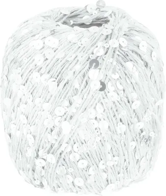 Produktbild von Lana Grossa COSMO 100 g Beilaufgarn aus Baumwolle mit großen und kleinen Pailletten 260 m Farbe 001 - Weiß