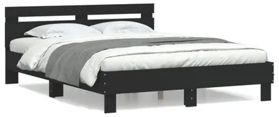 Produktbild von vidaXL Bettgestell mit Kopfteil Schwarz 140x200 cm Holzwerkstoff