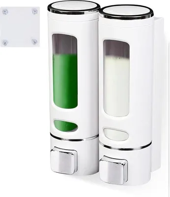Obrázek produktu pro Plastový nástěnný dávkovač mýdla bez vrtání – do kuchyně, koupelny a na toaletu – držák na sprchový gel, šampon a mycí prostředek.