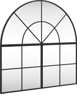 Produktbild von vidaXL Wandspiegel Schwarz 80x80 cm Gewölbt Eisen