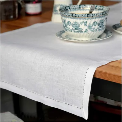 Obrázok produktu pre Stolový behúň 43 x 130 cm, 100% ľan, biela, pre jedálenský stôl