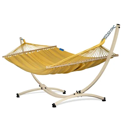 Produktbild von Potenza Outdoor Hängematte mit Verzinkter Gestell für 2 Personen I 100% Baumwolle Merida Doppelhängematte XXL 215x160, 200kg, Hängemattengestell 220kg