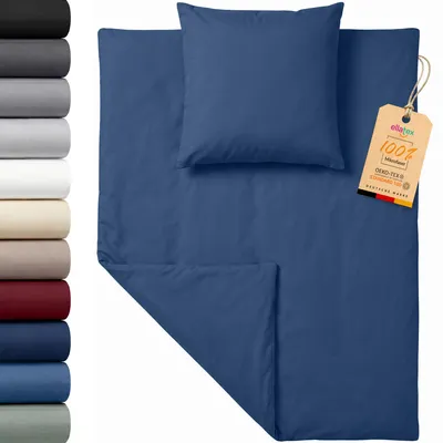 Produktbild von EllaTex Premium Mikrofaser Bettwäsche 135x200 + 80x80 cm – weiches Bettwäsche Set mit Reißverschluss, Farbe: Jeans