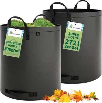 Produktbild von TTL GARDEN Gartenabfallsack SUPER SOLID 2er Set 2x272 L grau Gartensack Laubsack PP-Gewebe