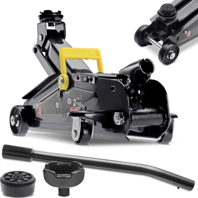 Image de DEUBA® Cric hydraulique 2 tonnes levée 135-330mm valise de rangement patins en caoutchouc inclus cric de levage cric voiture véhicules citadine