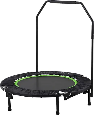 Produktbild von Tunturi Erwachsene klappbares Fitness Trampolin Ø 104cm mit Stange und Randabdeckung / Jumping fitness trampolin / Rebounder
